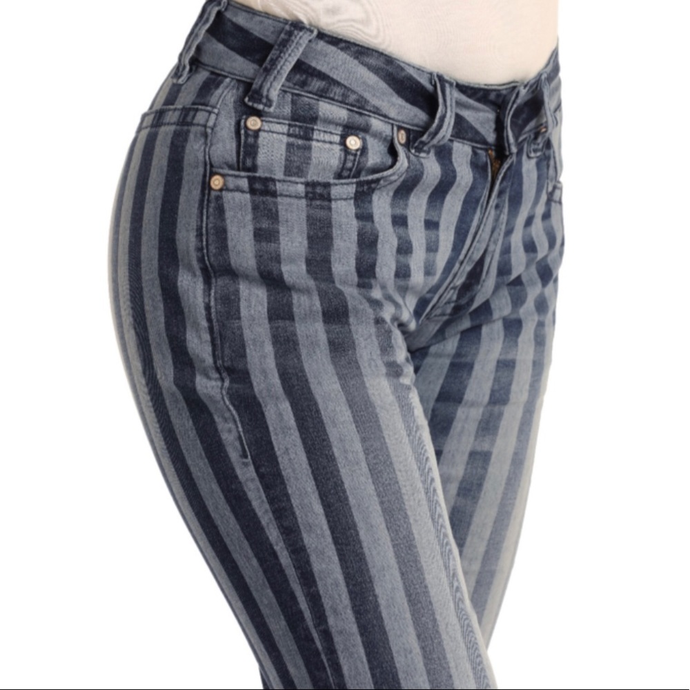 NWT! Mid Rise Flare Extra Stretch Striped  Jeans